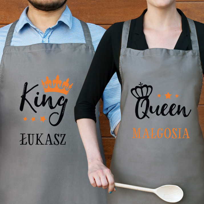 King & Queen - Zestaw dwóch fartuchów kuchennych
